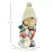  Wichtel mit Schneemann, Gartenzwerg, 4 LEDs, batteriebetrieben, 25 x 18 x 45,5 cm