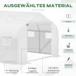 Alagút üvegház, 6 feltekerhető ablak, cipzáras ajtó, szakadásálló fólia, fémkeret, 3,5 x 3 x 2 m, fehér