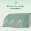 Bejárható fóliasáteres üvegház, 4,5 x 3 m, 6 ablakkal, fagyvédelemmel, acélcső, sötétzöld