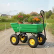 Kerti kocsi billenő funkcióval, akár 200 kg-ig, kézikocsi 75 literes műanyag vödörrel, húzófogantyúval, pneumatikus kerekekkel, sötétzöld