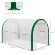 Alagút üvegház, üvegházhatású, cipzáras ajtók, hálós ablakok, fémváz, 3,5 x 2 x 2m, fehér