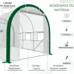 Alagút üvegház, üvegházhatású, cipzáras ajtók, hálós ablakok, fémváz, 3,5 x 2 x 2m, fehér