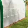 Alagút üvegház, üvegházhatású, cipzáras ajtók, hálós ablakok, fémváz, 3,5 x 2 x 2m, fehér