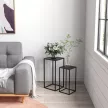 Virágtartó állvány, 2 db-os szett, skandináv design, fém váz, 58,5/65 cm magas, fekete