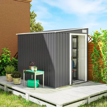   Fém kerti fészer 2,81m² 154x206,5x181 cm Szerszámos fészer féltetővel Alapozással