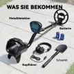 IP68 vízálló fémdetektor 3 üzemmóddal, fejhallgatóval, lapáttal, tekerccsel, 7 hüvelykes LCD kijelzővel, érzékelési mélységgel