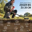 IP68 vízálló, összecsukható fémdetektor 4 üzemmóddal, fejhallgatóval, lapáttal, hordtáskával és LCD kijelzővel