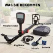 IP68 vízálló, összecsukható fémdetektor 4 üzemmóddal, fejhallgatóval, lapáttal, hordtáskával és LCD kijelzővel