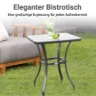 Kerti asztal, bisztróasztal, üvegasztal, edzett üveg + fém, fekete, H68,5 x SZ68,5 x M84 cm