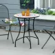  Gartentisch Ø60 cm, Wetterfest Balkontisch aus Metall, Esstisch Outdoor, Campingtisch Beistelltisch, rund Terrassentisch für Garten Terrasse Balkon Rot+Blau+Weiß