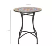 Gartentisch Ø60 cm, Wetterfest Balkontisch aus Metall, Esstisch Outdoor, Campingtisch Beistelltisch, rund Terrassentisch für Garten Terrasse Balkon Rot+Blau+Weiß