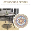  Gartentisch Ø60 cm, Wetterfest Balkontisch aus Metall, Esstisch Outdoor, Campingtisch Beistelltisch, rund Terrassentisch für Garten Terrasse Balkon Rot+Blau+Weiß