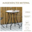  Gartentisch Ø60 cm, Wetterfest Balkontisch aus Metall, Esstisch Outdoor, Campingtisch Beistelltisch, rund Terrassentisch für Garten Terrasse Balkon Rot+Blau+Weiß