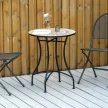  Gartentisch Ø60 cm, Wetterfest Balkontisch aus Metall, Esstisch Outdoor, Campingtisch Beistelltisch, rund Terrassentisch für Garten Terrasse Balkon Rot+Blau+Weiß