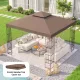  Ersatzdach für Pavillons, mit Winddach, Wasserabführung, robust und langlebig, Farbe: Kaffee, 3 x 3 m
