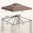  Ersatzdach für Pavillons, mit Winddach, Wasserabführung, robust und langlebig, Farbe: Kaffee, 3 x 3 m