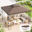  Ersatzdach für Pavillons, mit Winddach, Wasserabführung, robust und langlebig, Farbe: Kaffee, 3 x 3 m