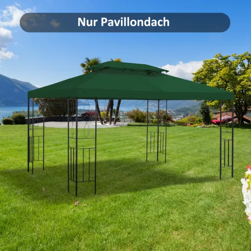 Ersatzdach für Metallpavillon 3x4m wasserabweisendPavillondach (Doppeldach) Ersatzbezug für Gartenpavillon Ersatzteile Polyester 180g/㎡ Grün