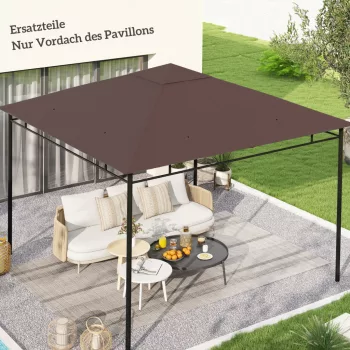   Póttető kerti pavilonhoz, poliészter, 2,98 x 2,98 m, kávé színű