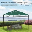 Kerti pavilon póttető, 8 vízelvezető lyuk, könnyen összeszerelhető, poliészter, zöld, 2,98 x 2,98 m