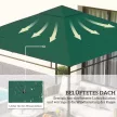 Kerti pavilon póttető, 8 vízelvezető lyuk, könnyen összeszerelhető, poliészter, zöld, 2,98 x 2,98 m