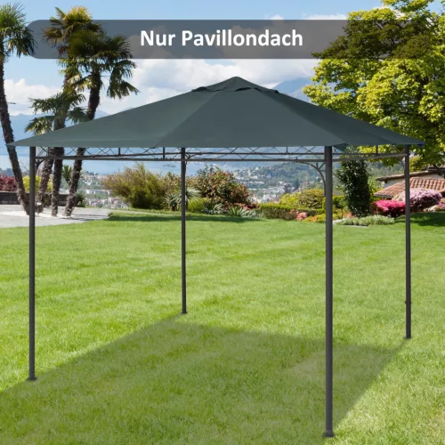 Póttető kerti pavilonhoz, poliészter, 2,98 x 2,95 m, sötétszürke