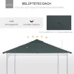 Póttető kerti pavilonhoz, poliészter, 2,98 x 2,95 m, sötétszürke