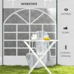  Pavillon-Vorhänge, 2er-Set, für 3x6m oder 3x3m Gartenpavillons, mit Fenstern und Türen, Weiß
