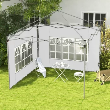   2 db oldalpanel szett 3x3/3x4 m-es pavilonhoz, ablakos oldalfal, vízálló, fehér