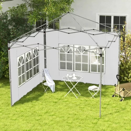 2 db oldalpanel szett 3x3/3x4 m-es pavilonhoz, ablakos oldalfal, vízálló, fehér