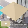 Póttető 3 x 3 m-es pavilonhoz, vízlepergető, UPF30+, Oxford szövetből készült póttakaró, 370 g/m², bézs