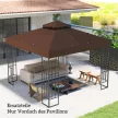 3 x 3 m póttető pavilonhoz, pavilon pótponyva vízelvezető lyukakkal, UPF30+, napvédelem, kávé