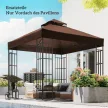 3 x 3 m póttető pavilonhoz, pavilon pótponyva vízelvezető lyukakkal, UPF30+, napvédelem, kávé