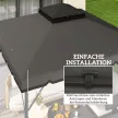 Póttető 3x3m-es pavilonhoz, vízlepergető, dupla tetős pavilontető vízelvezető lyukakkal, világos szürke