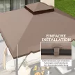 Póttető 3x3m-es pavilonhoz, vízlepergető, dupla tetős pavilontető vízelvezető lyukakkal, khaki színben