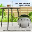 Acél kerti büféasztal acél vázzal, PE rattan széllel, állítható lábakkal, 4 személyes, 80 x 80 x 74 cm, szürke