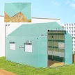 Alagút üvegház, feltekerhető ajtó és ablakok, horganyzott acél váz, 2x3x2m, zöld
