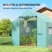 Alagút üvegház, feltekerhető ajtó és ablakok, horganyzott acél váz, 2x3x2m, zöld