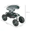  Gartenwagen mit Sitz, drehbar, höhenverstellbar, bis 150 kg, Stahl, Dunkelgrün
