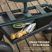  Gartenwagen mit Sitz, drehbar, höhenverstellbar, bis 150 kg, Stahl, Dunkelgrün