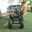  Gartenwagen mit Sitz, drehbar, höhenverstellbar, bis 150 kg, Stahl, Dunkelgrün