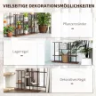 4-szintes virágállvány, 4-állásos növényállvány, virágcserép tartó beltéri és kültéri használatra, fa, acél