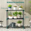 3-szintes virágtartó állvány, 72 cm magas, virágtartó beltéri és kültéri használatra, acél virágtartó polc, sötétzöld