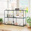 3-szintes virágállvány, 100 cm magas, virágállvány polcokkal, többszintes acél, sötétzöld