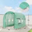 Üvegház 3 x 2 x 2 m, fóliaüvegház kerekekkel, 2 cipzáras ajtóval és 6 hálós ablakkal, tartóoszlopokkal, zöld