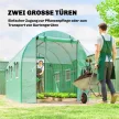 Üvegház 3 x 2 x 2 m, fóliaüvegház kerekekkel, 2 cipzáras ajtóval és 6 hálós ablakkal, tartóoszlopokkal, zöld