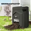 240 literes kerti komposztáló, háromszög alakú komposztláda 3 ajtóval, fekete