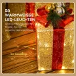 3-teiliges Weihnachts-Geschenkboxen-Set für Innen- und Außendekoration, mit 58 LED-Lichtern, Goldton