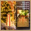  3-teiliges Weihnachts-Geschenkboxen-Set für Innen- und Außendekoration, mit 58 LED-Lichtern, Goldton