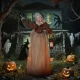 150 cm-es Halloween dekoráció, Halloween boszorkány LED fényekkel, hangfunkcióval, állítható karokkal és fejjel